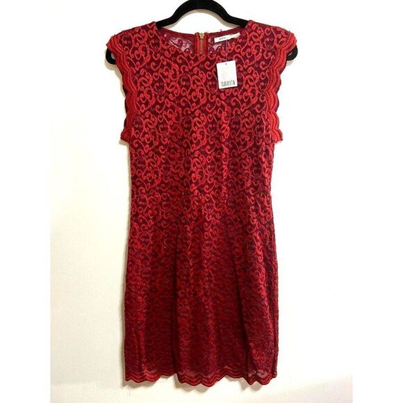 Kimchi Blue Lucinda Scalloped Lace Bodycon Mini Dress In Wine Color Size… - Picture 5 of 14